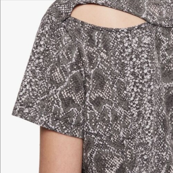 All Saints Women's Kaa Joy Snakeskin cotton T-Shirt - Picture 2 of 5